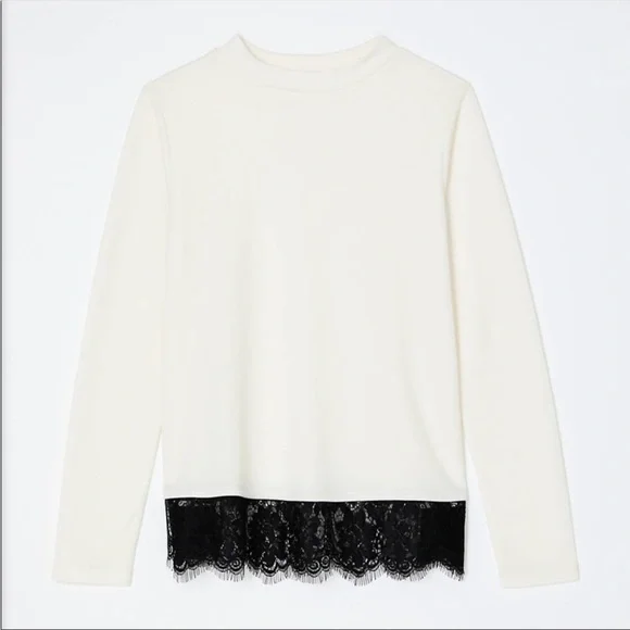 LOFT Tops Nwt Ann Taylor Loft Lace Hem Mock Neck Long Sleeve
